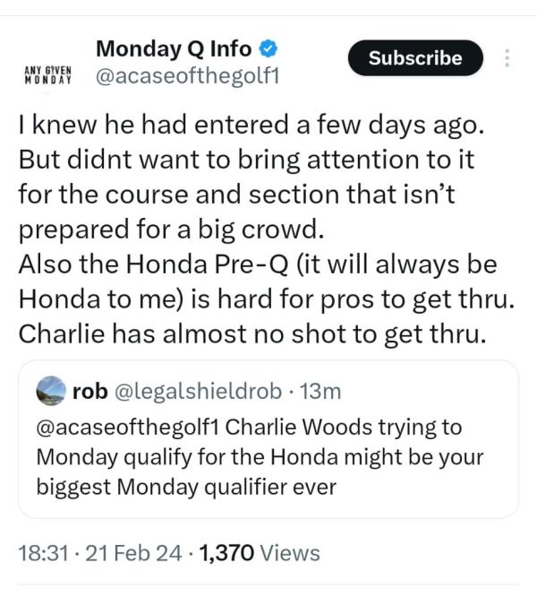 Golf fans hyperventilate over massive Charlie Woods news