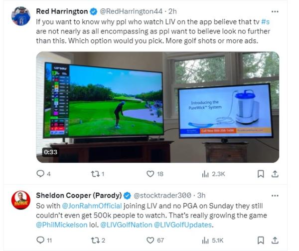 Golf fans shocked as latest LIV Golf vs PGA Tour TV ratings are revealed