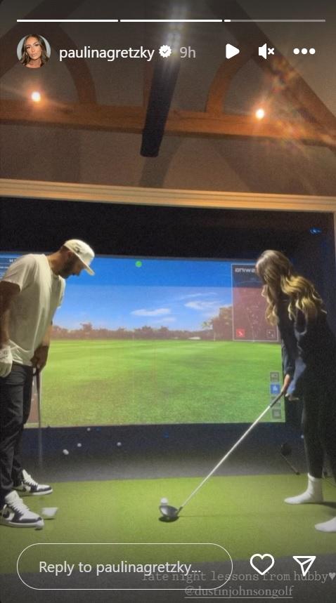 LIV Golf WAG Paulina Gretzky gets a late night golf lesson from Dustin Johnson