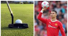 Manchester United's Cristiano Ronaldo plays golf in extremely short shorts