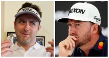 Graeme McDowell reacts to an impressionist comedian tearing up LIV Golf players