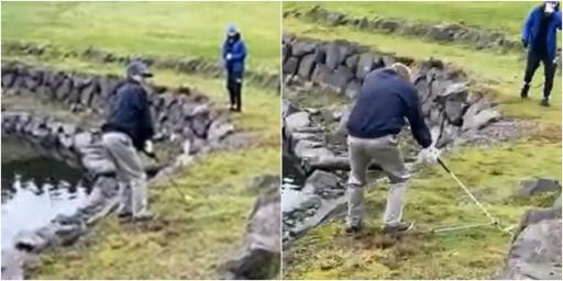 Amateur golfer commits cardinal sin, ends up SMASHING his face