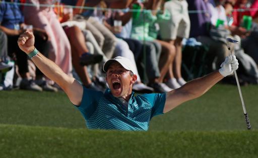 Rory McIlroy holes UNBELIEVABLE bunker shot at 18 to shoot 64 at The Masters