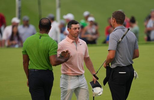 WATCH: Tiger Woods lets Rory McIlroy test out his driver at Adare Manor