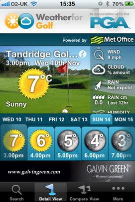 New Met Office weather app for golfers
