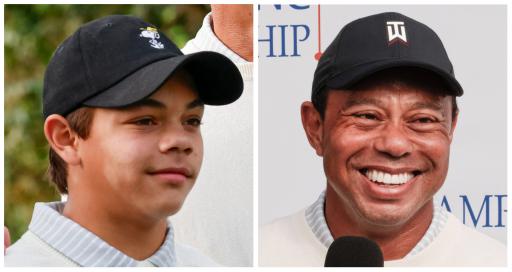 Tiger Woods shuts down reporter's question to Charlie Woods: "No comment!"