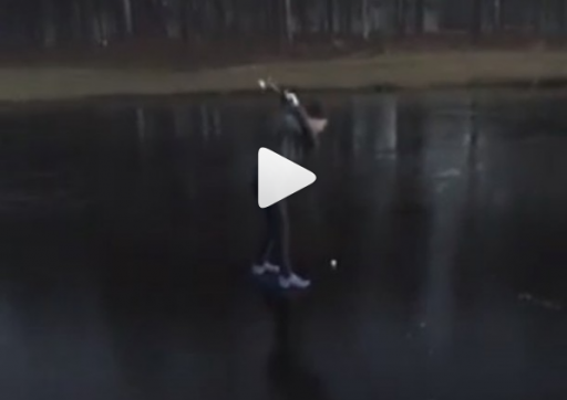 WATCH: golfer plays from frozen lake...and epically fails