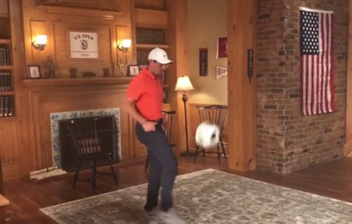 Watch: McIlroy shows off football tekkers at US Open