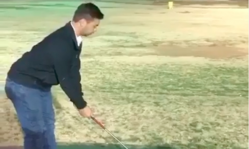 Golf fans REACT as a golfer WHACKS a pile of balls at the driving range!