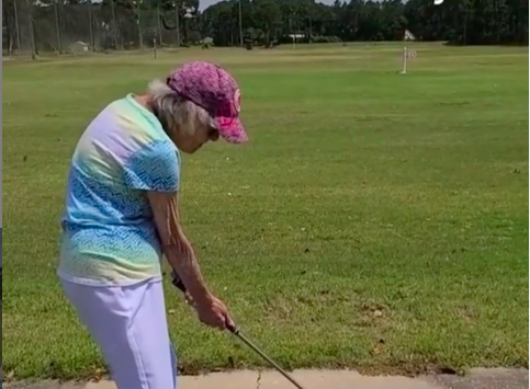 INSPIRATIONAL 103-year-old woman hits balls on driving range