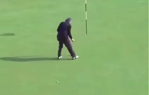 CAN YOU DO THIS ON THE GREEN WHEN A GOLF BALL IS ALREADY IN MOTION?