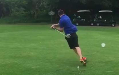 Golfer attempts HAPPY GILMORE drive that immediately backfires!