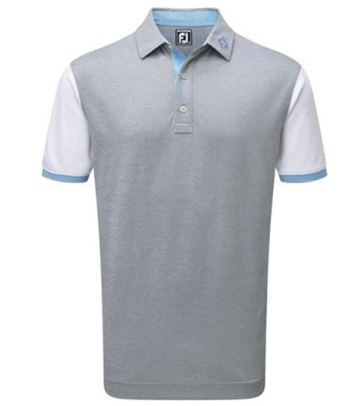 FootJoy Men's Pique Striped Colour Block Short-Sleeved Golf Polo Shirt