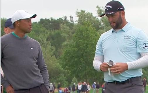 Tiger Woods chats to Jon Rahm at JP McManus Pro-Am - but what do they say?