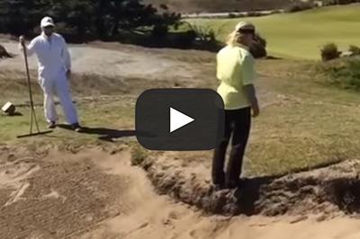 WATCH: Lady golfer backflip turns into face plant!
