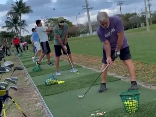 WATCH: How has this golfer made contact with the ball?! THIS IS MADNESS