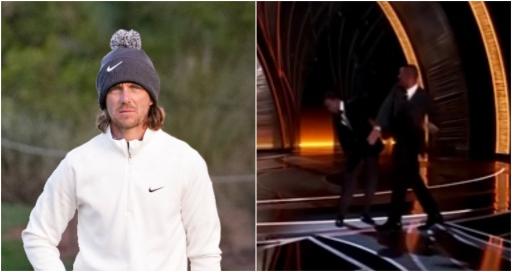 Tommy Fleetwood's caddie says Chris Rock "deserved" slap from Will Smith