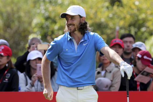 Tommy Fleetwood holes out at the first in Dubai