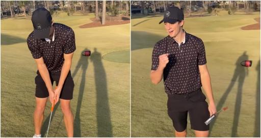 WATCH: Golfer drains 200ft downhill putt with a bit of sprinkler help