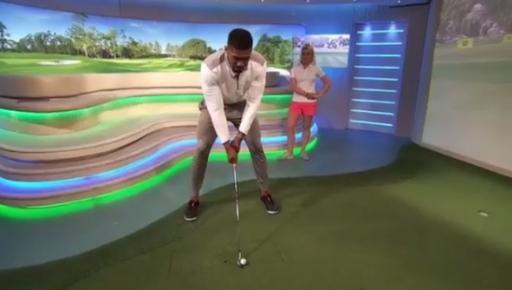 anthony joshua fails spectacularly at golf in the sky sports studio!