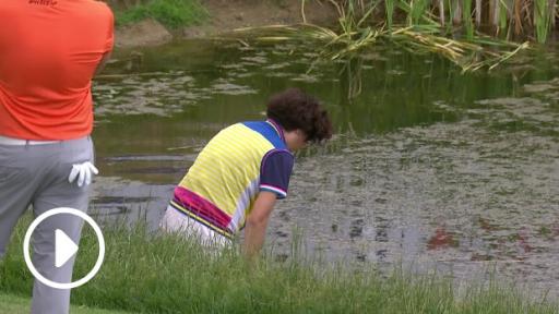 Haotong Li&#039;s mum goes in to lake to grab son&#039;s putter at Open de France