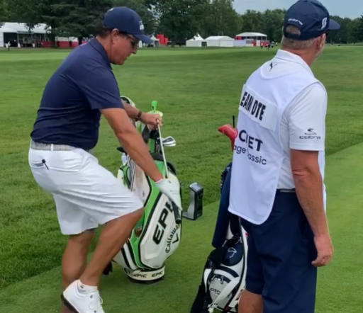 Phil Mickelson BENDS Bryson DeChambeau&#039;s 8-iron at Rocket Mortgage!