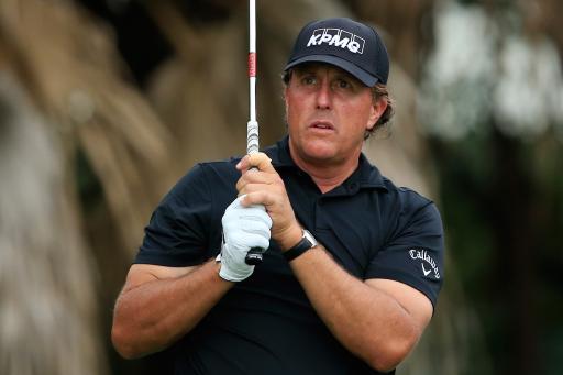 WATCH: Phil Mickelson looks for his ball, ends up in the net...