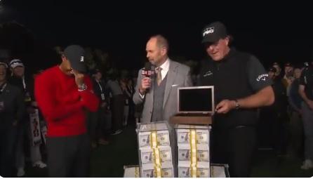 WATCH: Phil Mickelson gets given champions belt, doesn&#039;t even fit him!