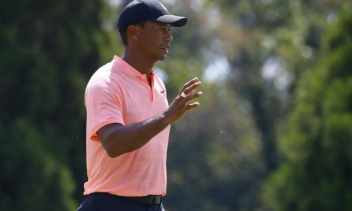 Tiger Woods drains eagle at 18th to tie lead at Tour Championship