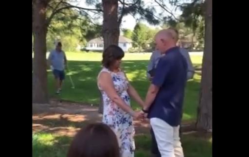 WATCH: Round of golf is interrupted by a WEDDING ceremony!