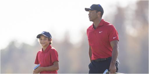 Watch: Tiger Woods DISTRACTING Charlie on the putting green, just like his dad