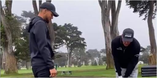 WATCH: Phil Mickelson plays FLOP shot over NBA star Steph Curry