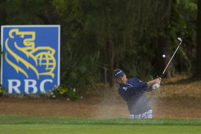 Golf fans react as Ian Poulter watches F1 DURING last round at the RBC Heritage