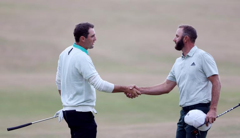 Scottie Scheffler on whether Dustin Johnson TOPPED his shot at 18: "No comment!"