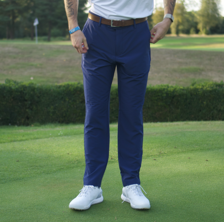 Men's Active Lite Golf Trousers- Oxford Blue (Flexi-Waist) - styzen.in