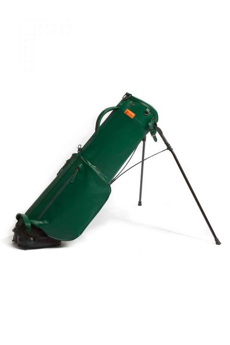 green leather golf bag