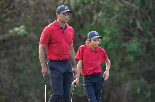 Charlie Woods already OUTDRIVING Tiger Woods; "What they feeding this kid?!"