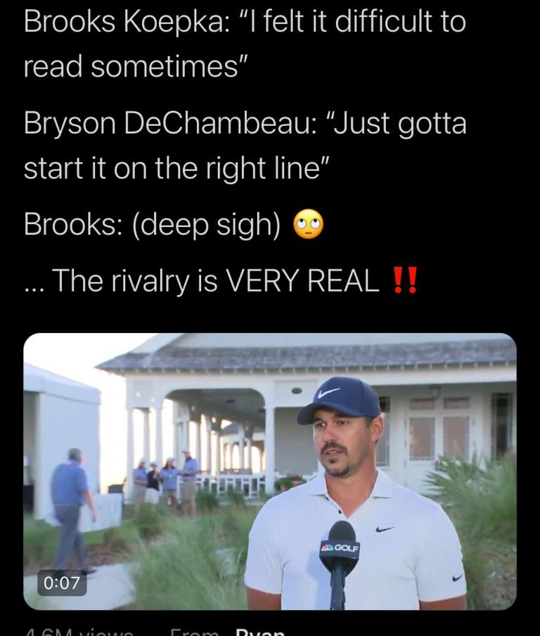 Golf fans react to viral video of Brooks Koepka EYE-ROLLING Bryson DeChambeau