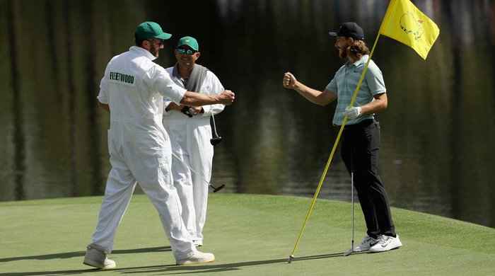 Fleetwood's caddie upstages boss at Masters
