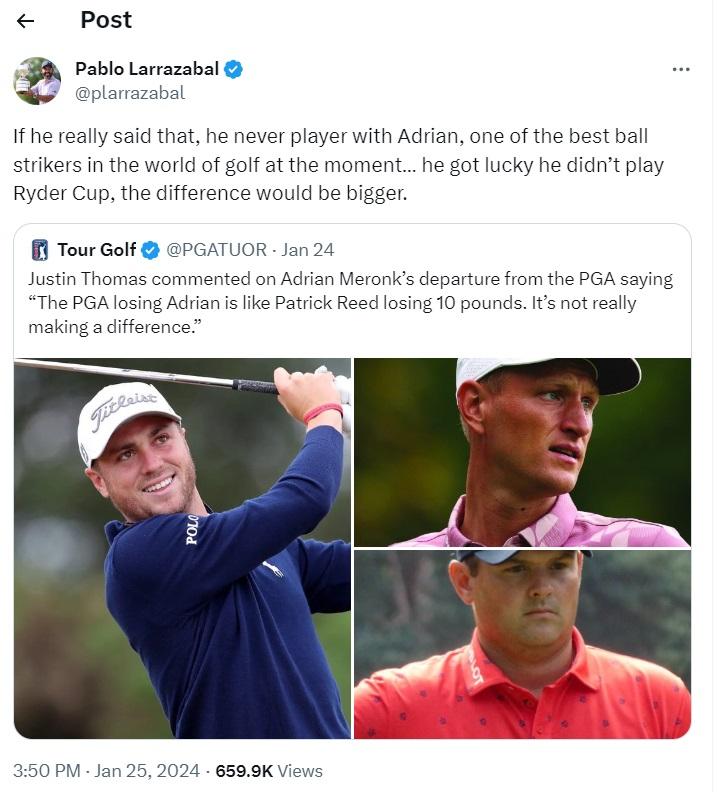 Tour pro mocked after being duped by Justin Thomas 'dig' at Patrick Reed