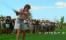 Lady golfer CRUSHES golf fan TWICE IN A ROW at tournament