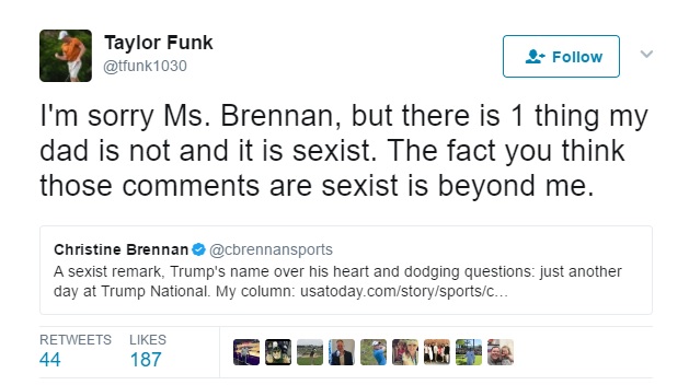 Columnist calls Funk's remark sexist, comments on Trump support