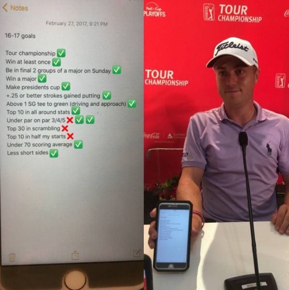 Justin Thomas reveals his 2017 goals on his iPhone