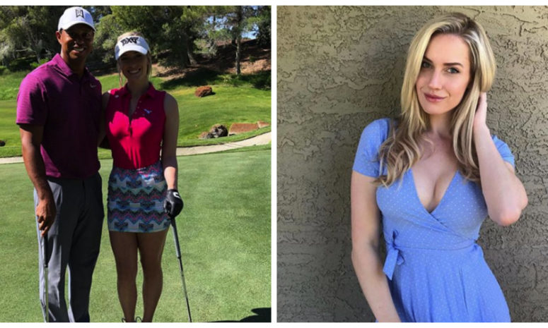 Paige Spiranac hits perfect golf shot in high heels at Tiger Woods eve