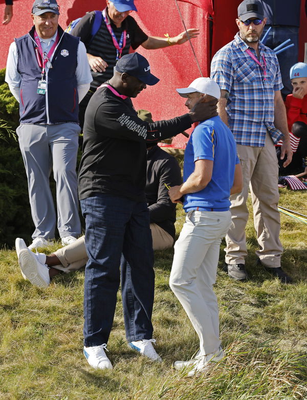 Michael Jordan reacts in style to CLUTCH Dustin Johnson putt at the Ryder Cup