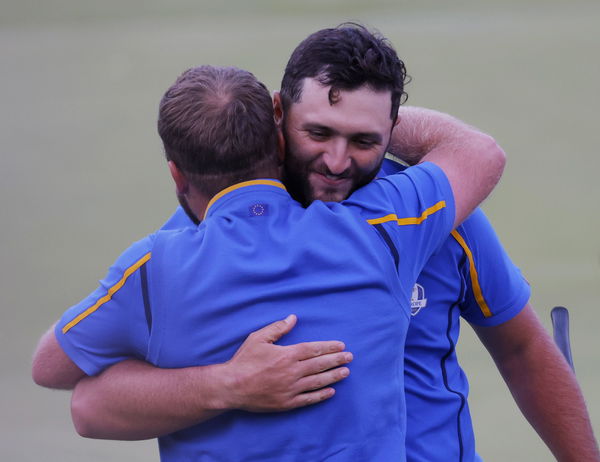 WATCH: Jon Rahm and Tyrrell Hatton react as cameraman stops to ZIP UP HIS FLIES!