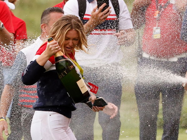 Paulina Gretzky celebrates as Dustin Johnson makes RYDER CUP HISTORY!