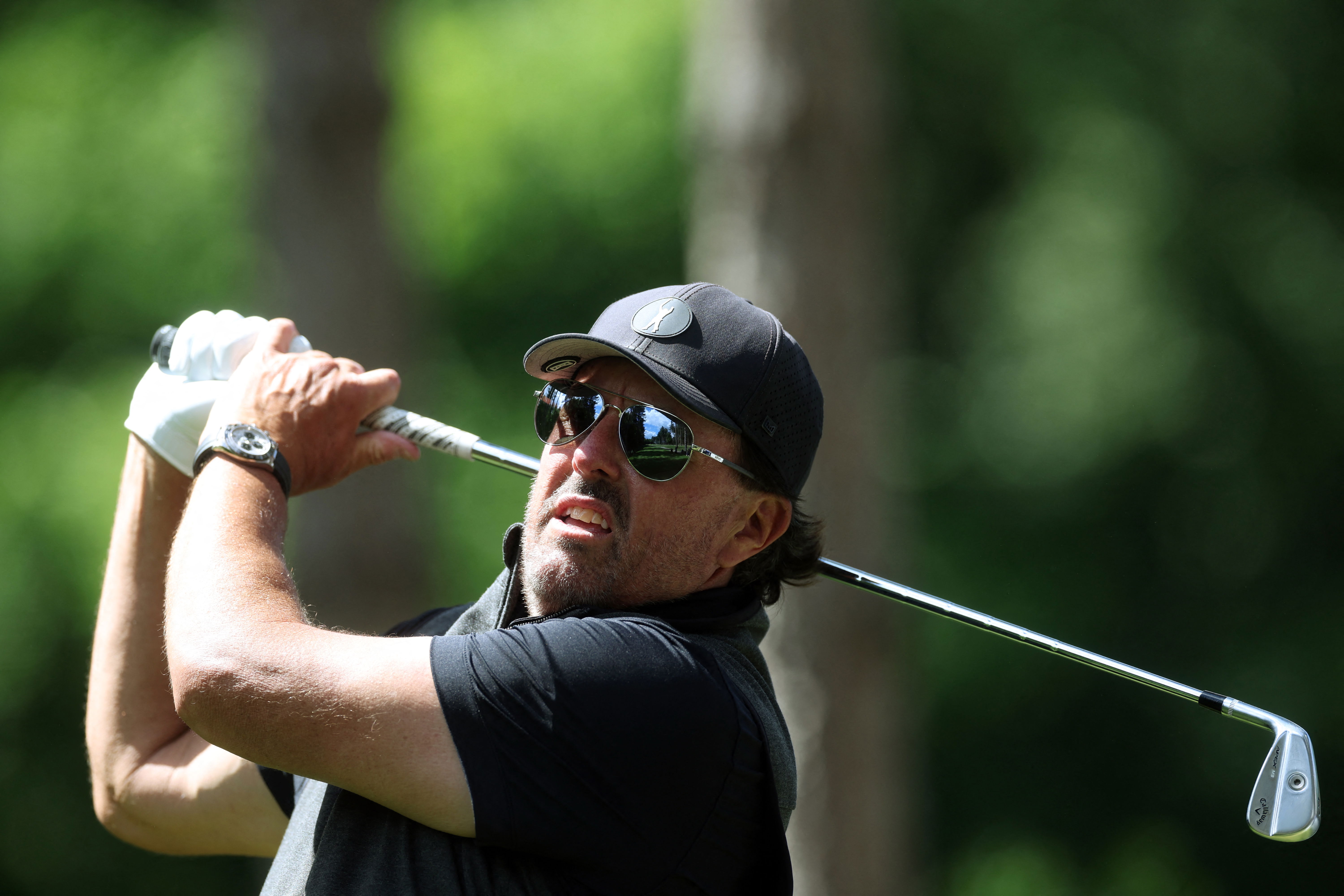Phil Mickelson tees up with Yasir Al-Rumayyan in LIV Golf pro-am