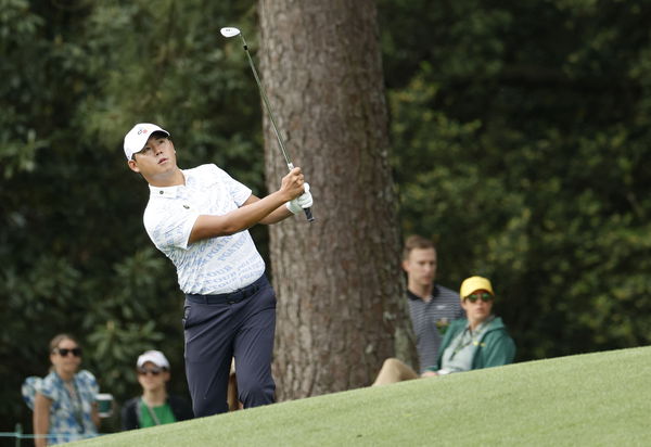 Si Woo Kim wears very loud PGA Tour shirt in front of Phil Mickelson at Masters