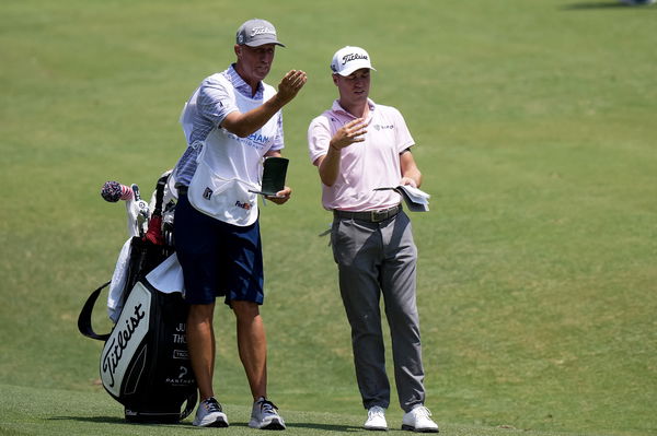 Lucas Glover bounces ball off POLICE CART down 18 en route to fifth PGA Tour win